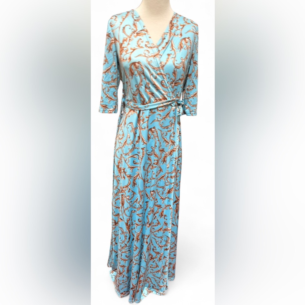 Boho Beach Maxi Dress L Split Long Sleeve Women’s Summer